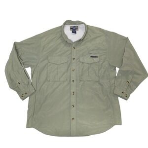 ExOfficio Fishing Shirt Mens XL Green Nylon Vented Outdoor Button Up